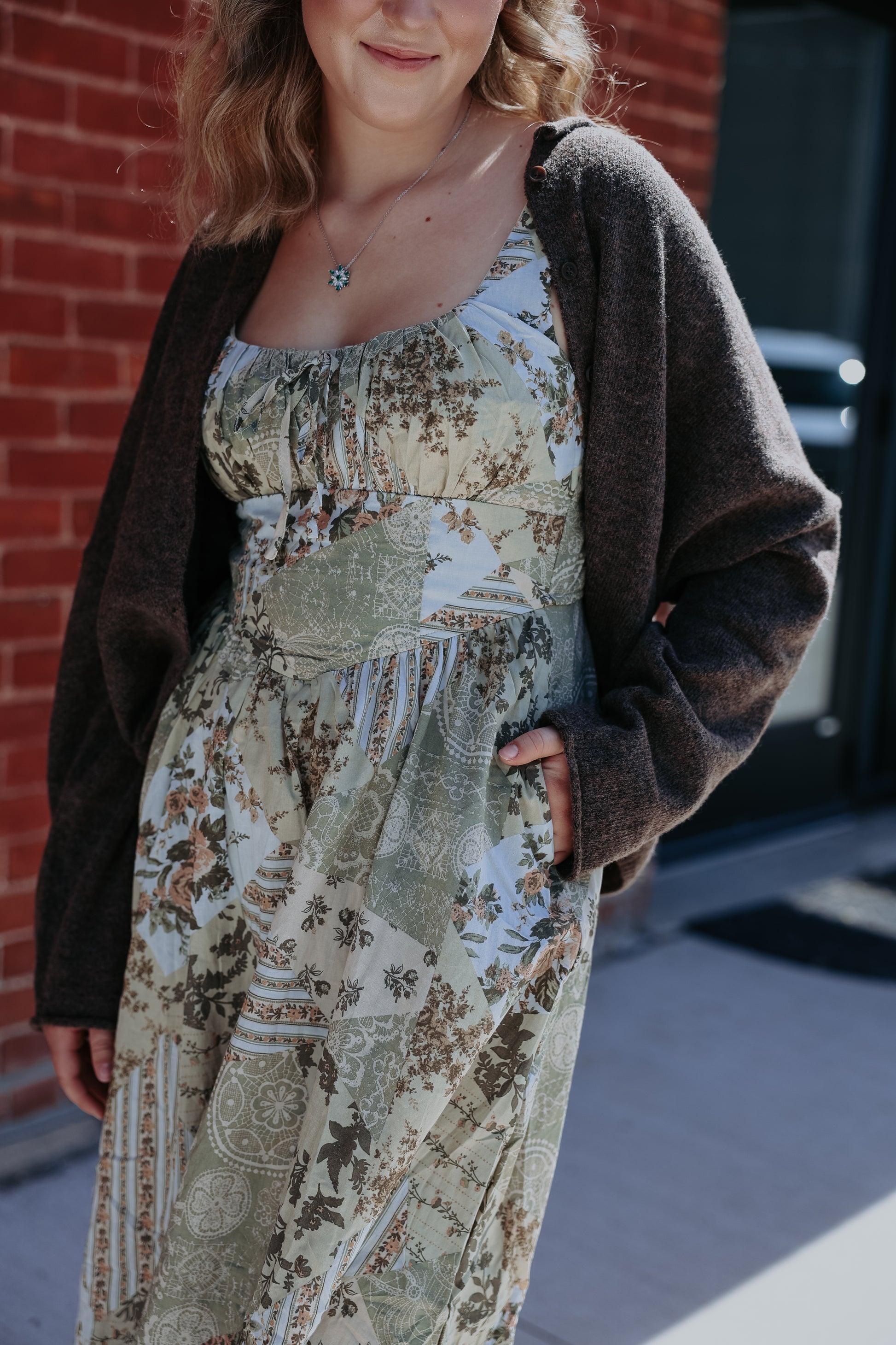 mae midi dress Mae Sweater Midi Dress in Brown S