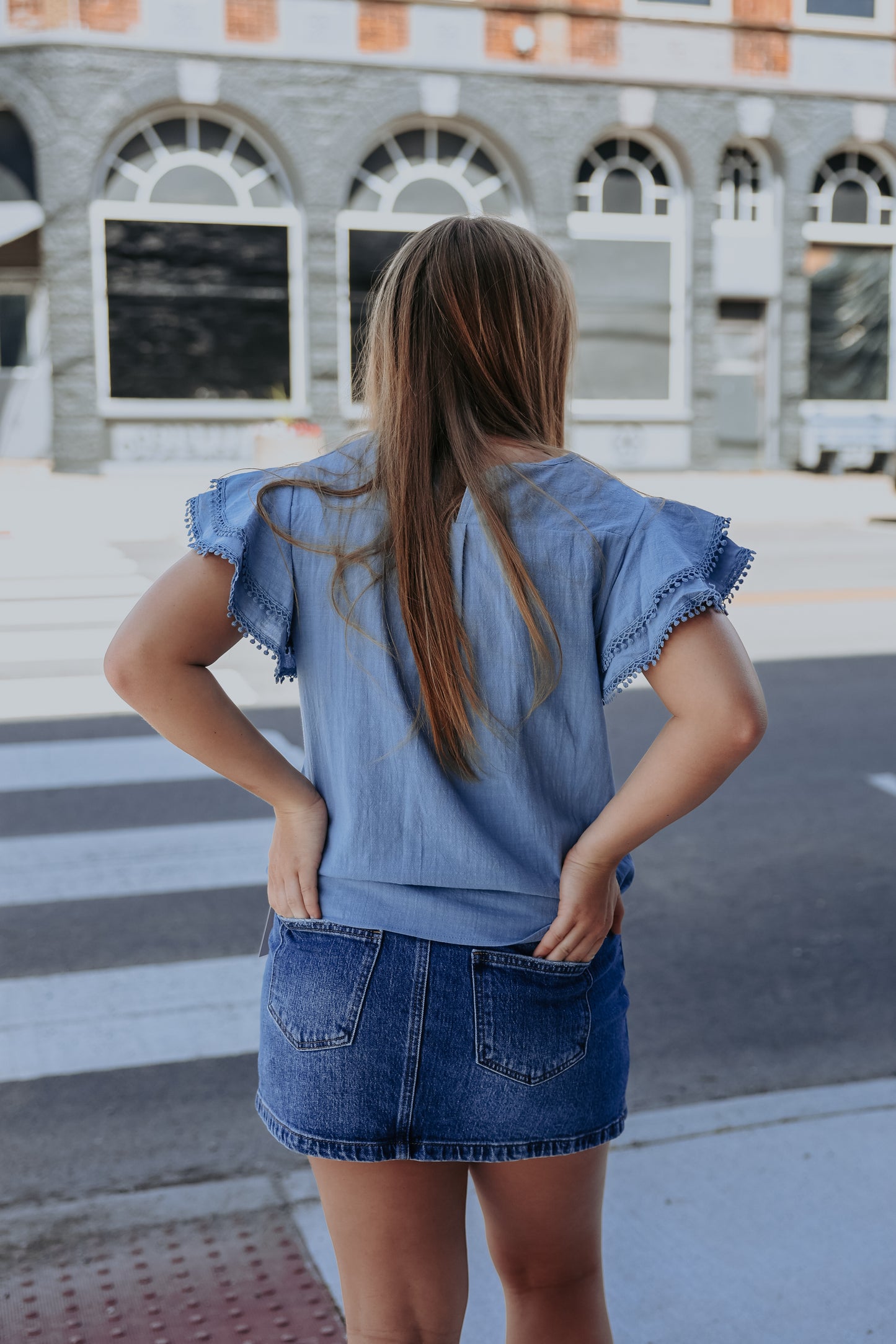 Sweet Ruffle Trim Blouse
