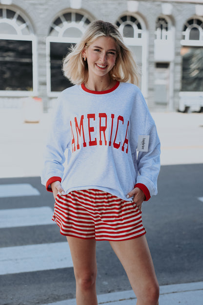 "america" Vintage Crew Neck