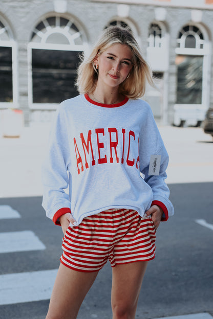 "america" Vintage Crew Neck