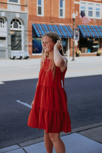 Lindy Rust Halter Neck Dress